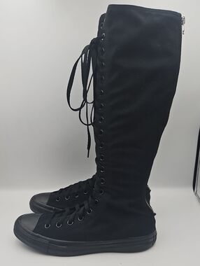 Converse Black Knee-High Lace-Up Canvas Boots